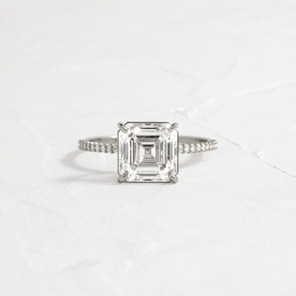 Pave-Asscher Lab Grown Diamond Engagement Ring