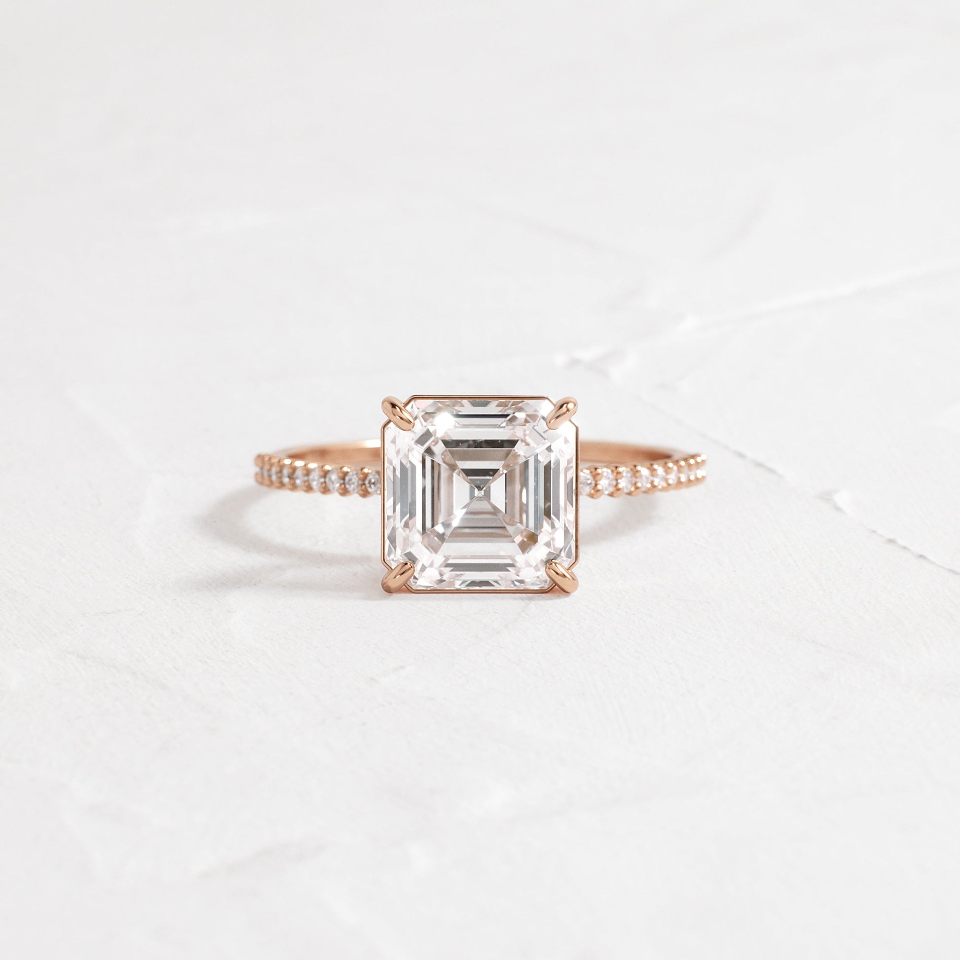 Pave-Asscher Lab Grown Diamond Engagement Ring