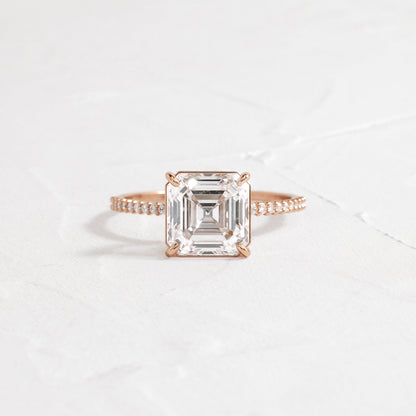 Pave-Asscher Lab Grown Diamond Engagement Ring