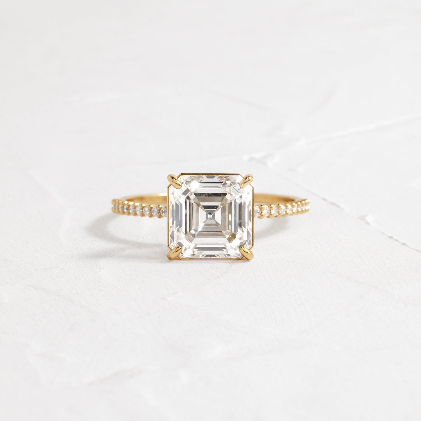 Pave-Asscher Lab Grown Diamond Engagement Ring