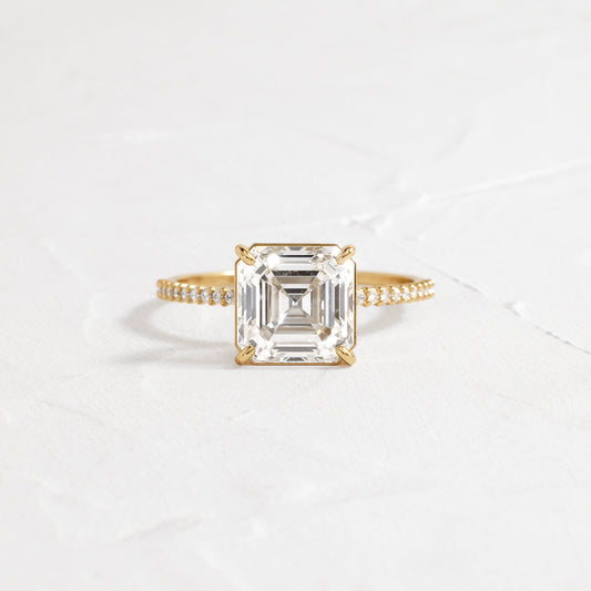Pave-Asscher Lab Grown Diamond Engagement Ring