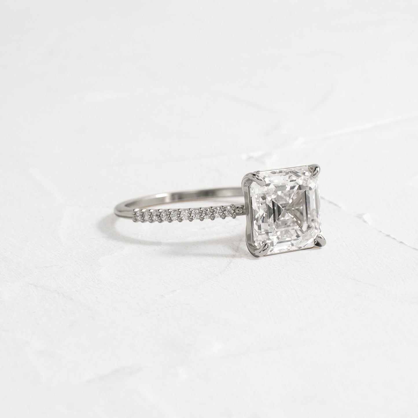 Pave-Asscher Lab Grown Diamond Engagement Ring
