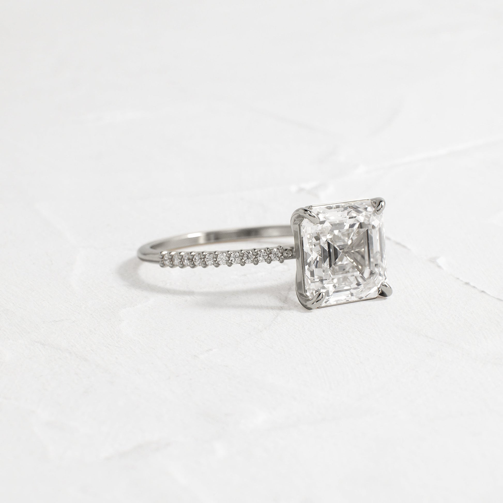 Pave-Asscher Lab Grown Diamond Engagement Ring
