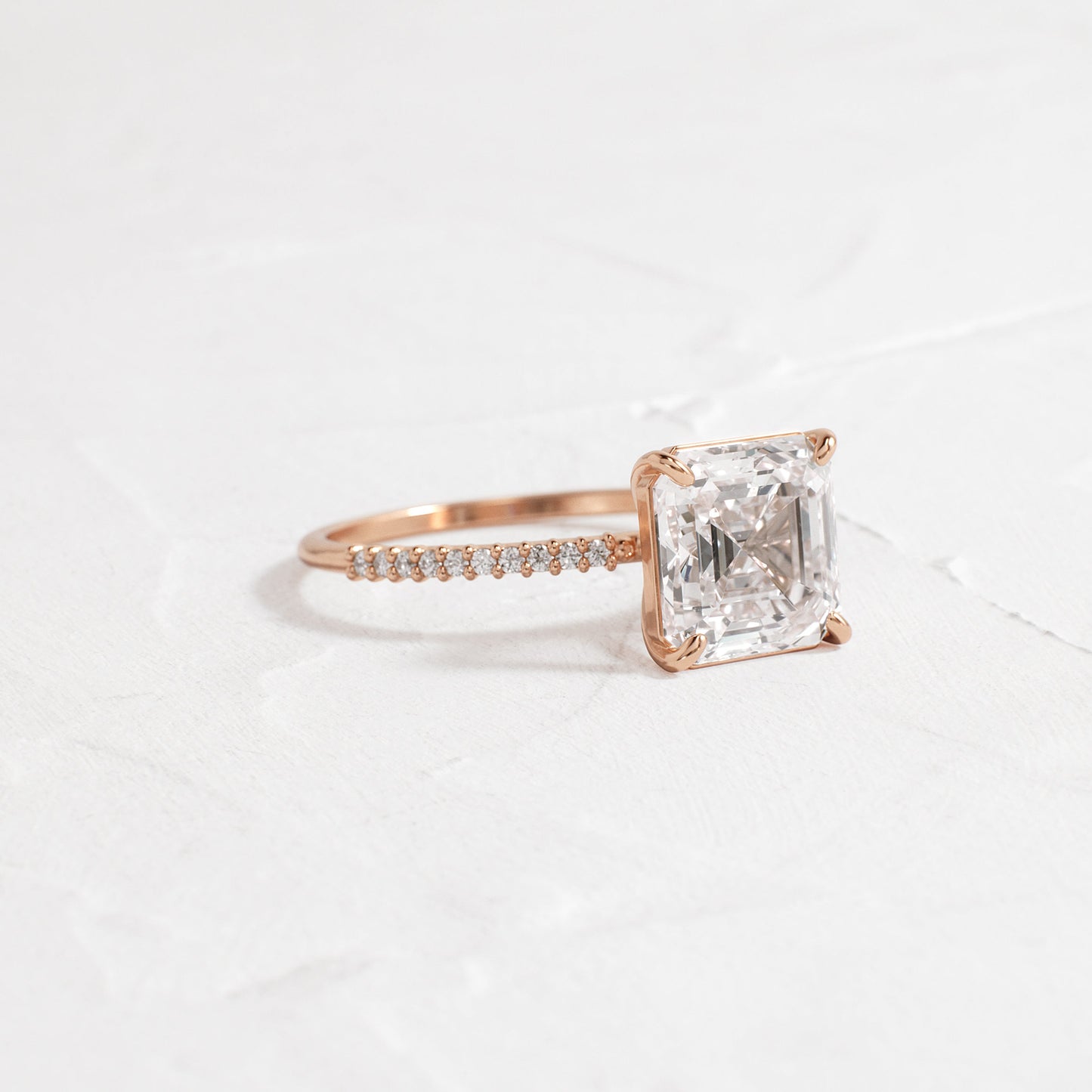 Pave-Asscher Lab Grown Diamond Engagement Ring