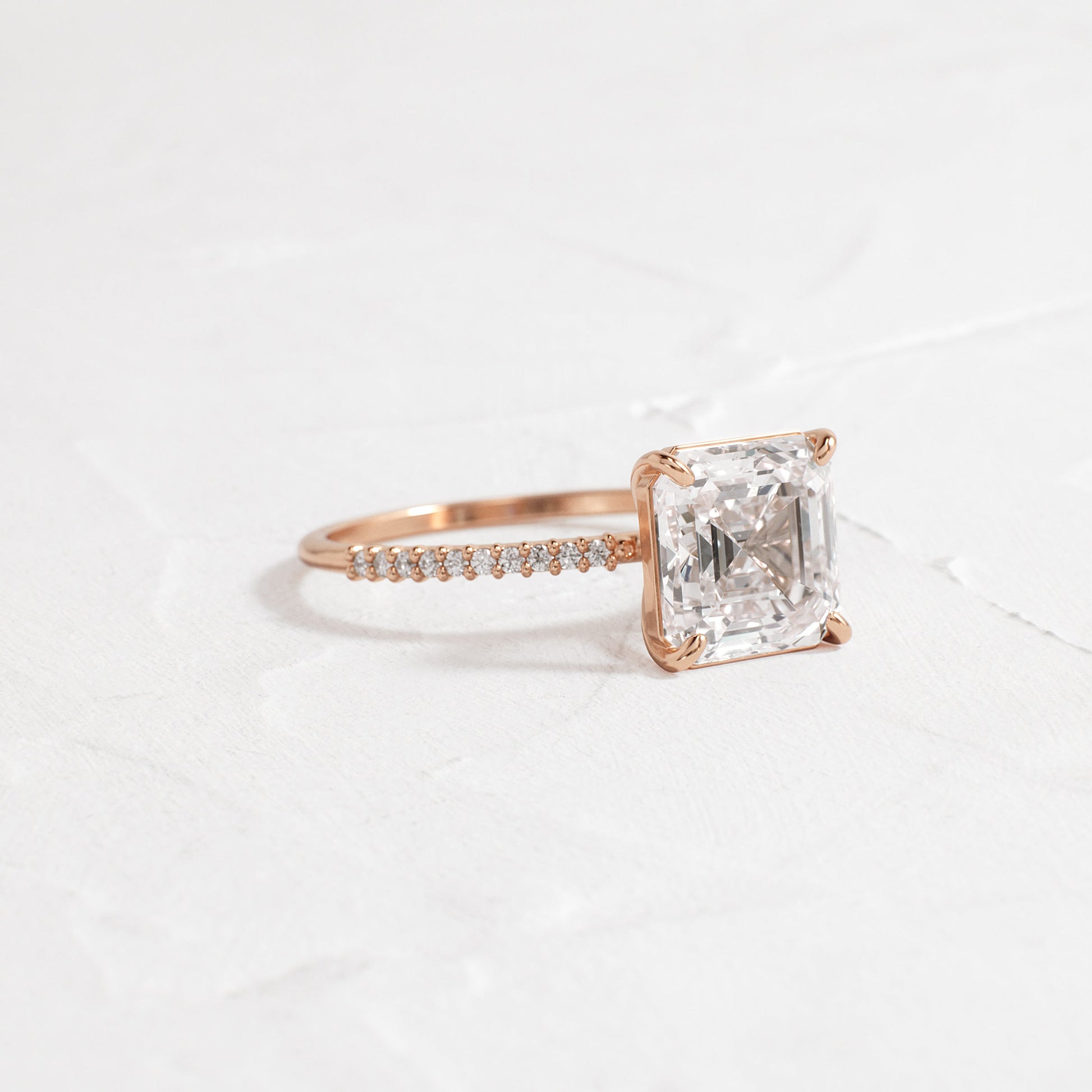 Pave-Asscher Lab Grown Diamond Engagement Ring