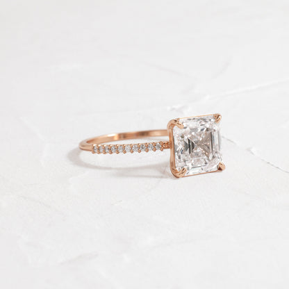 Pave-Asscher Lab Grown Diamond Engagement Ring