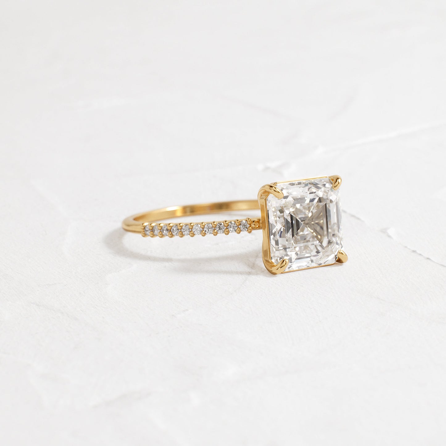 Pave-Asscher Lab Grown Diamond Engagement Ring