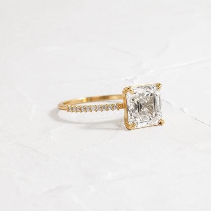 Pave-Asscher Lab Grown Diamond Engagement Ring