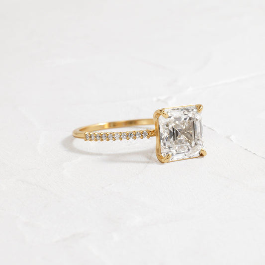 Pave-Asscher Lab Grown Diamond Engagement Ring