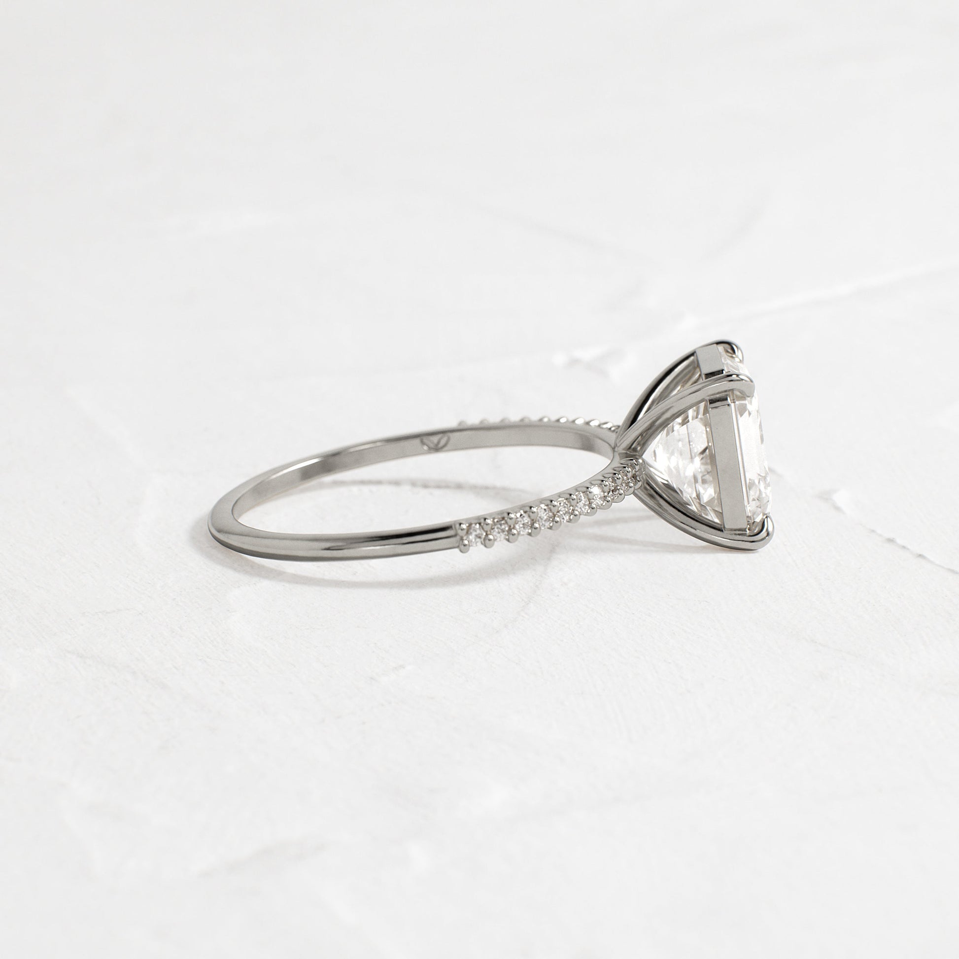 Pave-Asscher Lab Grown Diamond Engagement Ring