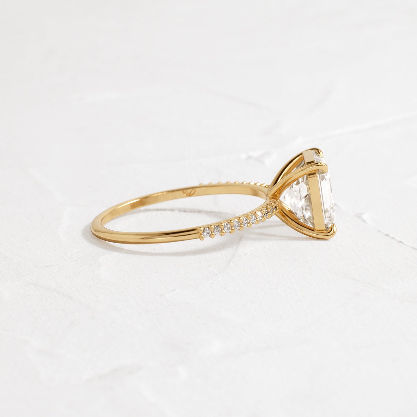 Pave-Asscher Lab Grown Diamond Engagement Ring