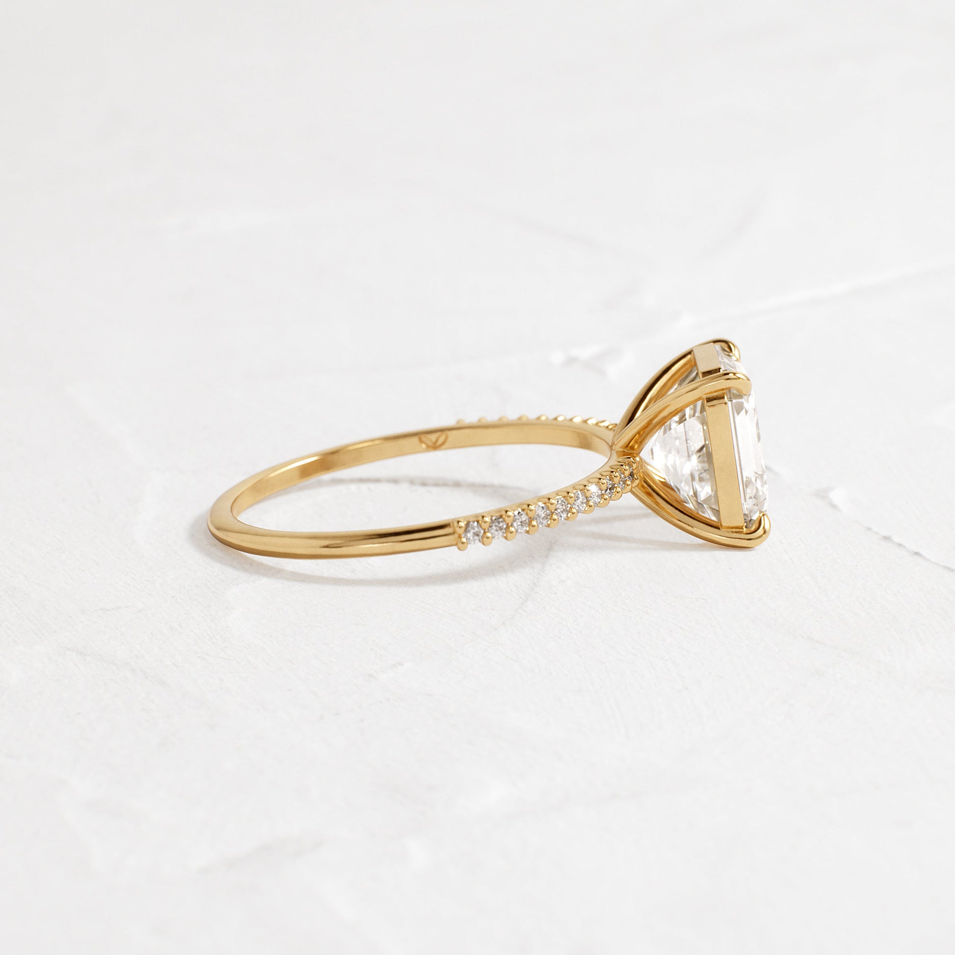 Pave-Asscher Lab Grown Diamond Engagement Ring