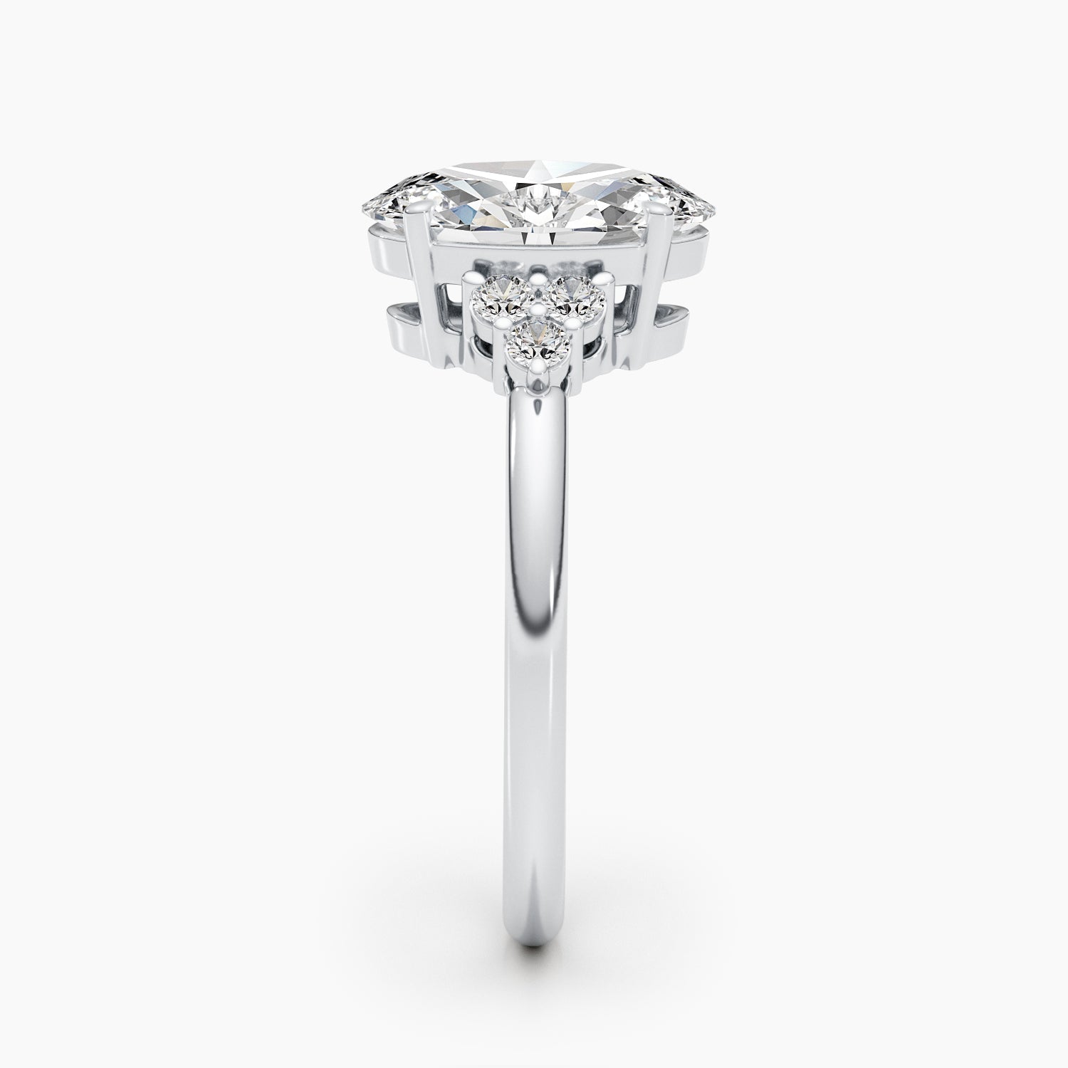 Radiant 2.42 CT Oval Lab-Grown Diamond Trio Engagement Ring 6