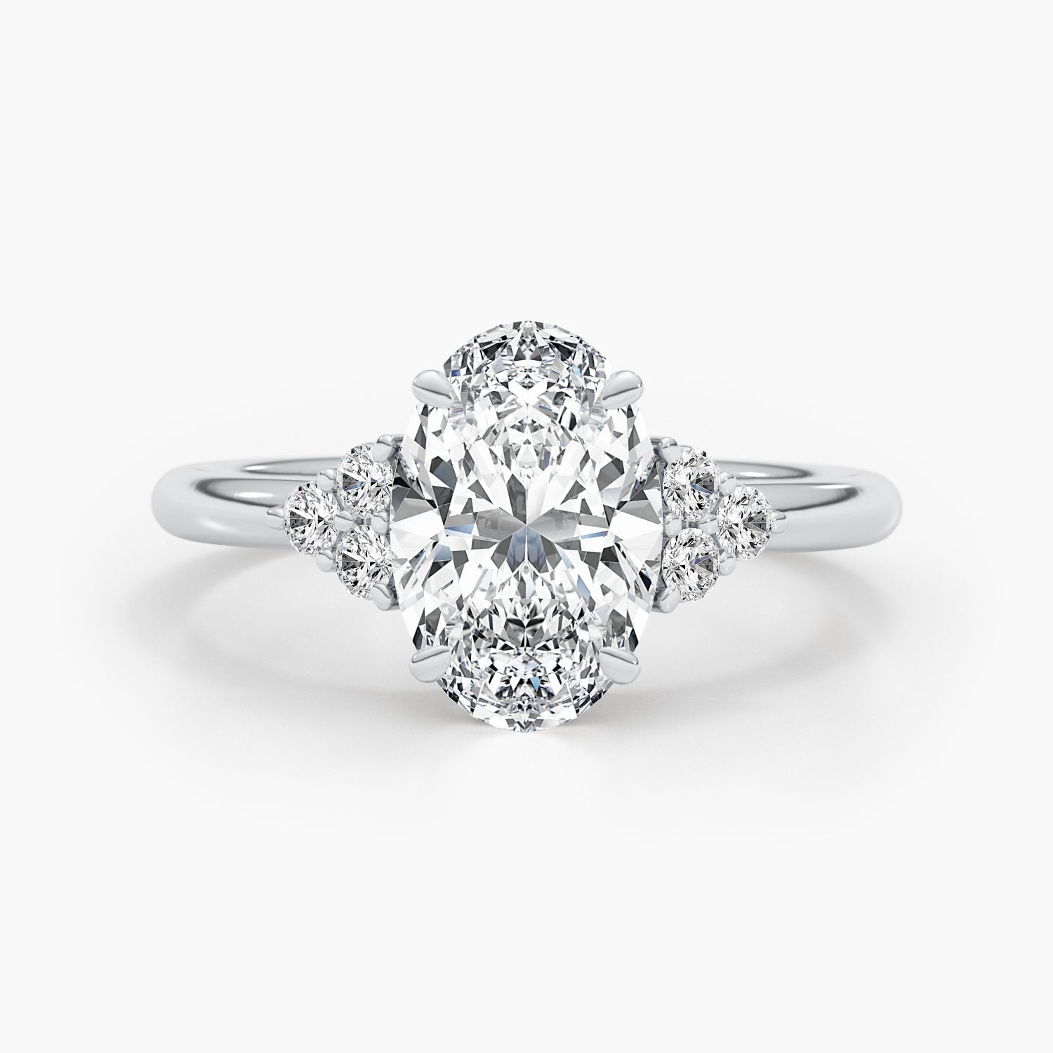 Radiant 2.42 CT Oval Lab-Grown Diamond Trio Engagement Ring 5