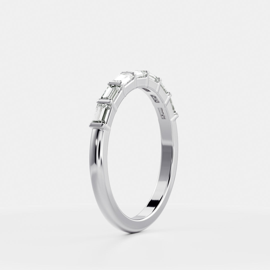 Half Eternity- 0.20 CT Oval Moissanite Wedding Band