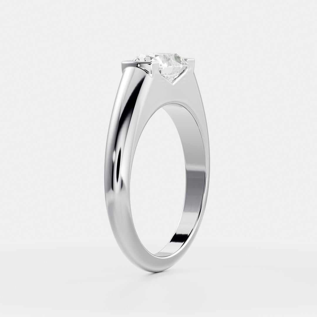 East West Solitaire Half Bezel- 2.1 CT Oval Moissanite Engagement Ring