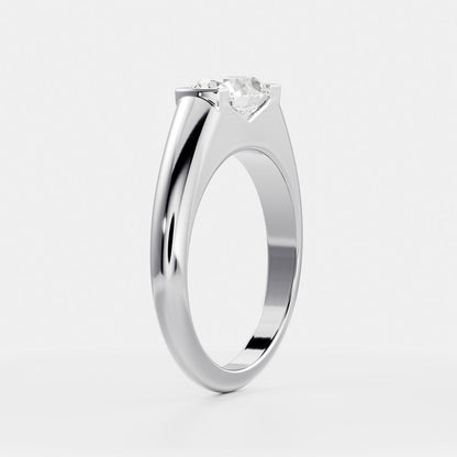 East West Solitaire Half Bezel- 2.1 CT Oval Moissanite Engagement Ring