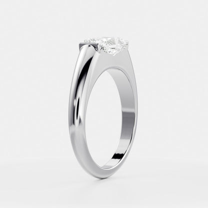 East West Solitaire Half Bezel- 2.4 CT Radiant Moissanite Engagement Ring
