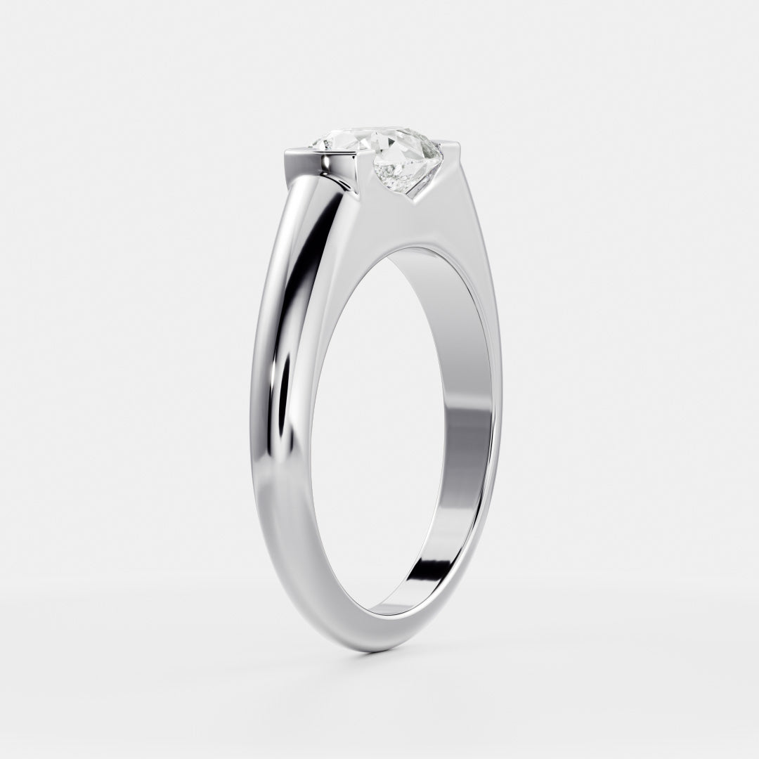 East West Solitaire Half Bezel- 1.9 CT Pear Moissanite Engagement Ring