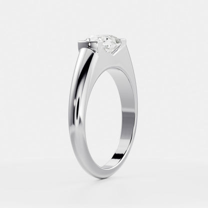 East West Solitaire Half Bezel- 1.9 CT Pear Moissanite Engagement Ring