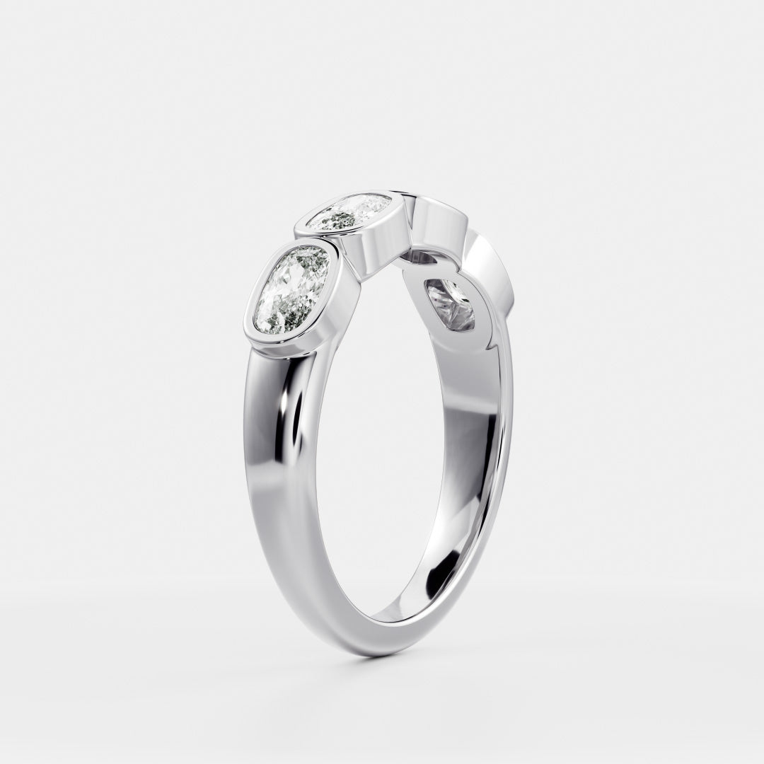 Half Eternity- 0.20 CT Oval Moissanite Wedding Band