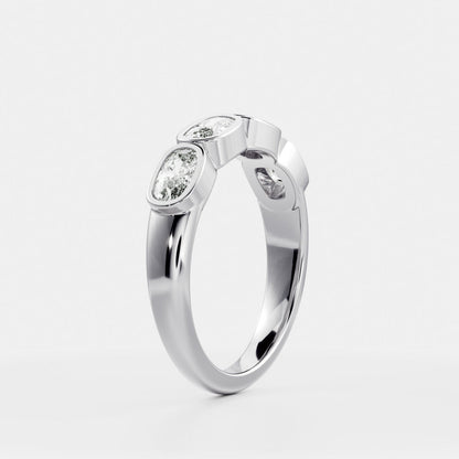 Half Eternity- 0.20 CT Oval Moissanite Wedding Band