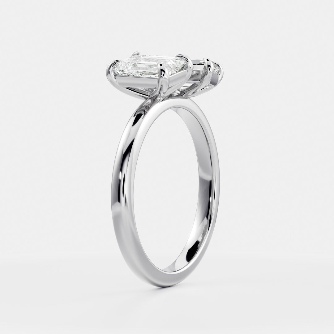 Toi Et Moi-Emerald & Emerald Lab Grown Diamond Engagement Ring