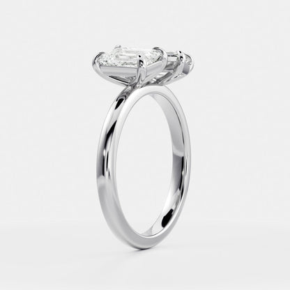 Toi Et Moi-Emerald & Emerald Lab Grown Diamond Engagement Ring