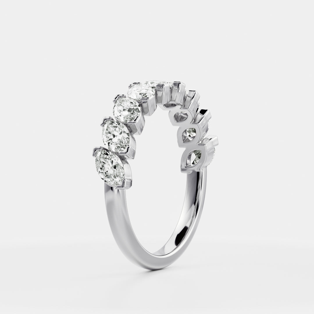 Half Eternity- 1.20 CT Marquise Moissanite Wedding Band