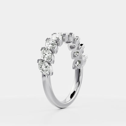 Half Eternity- 1.20 CT Marquise Moissanite Wedding Band