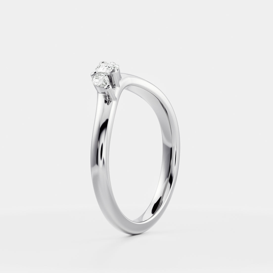 Dainty Curved- 0.33 CT Pear Moissanite Wedding Band