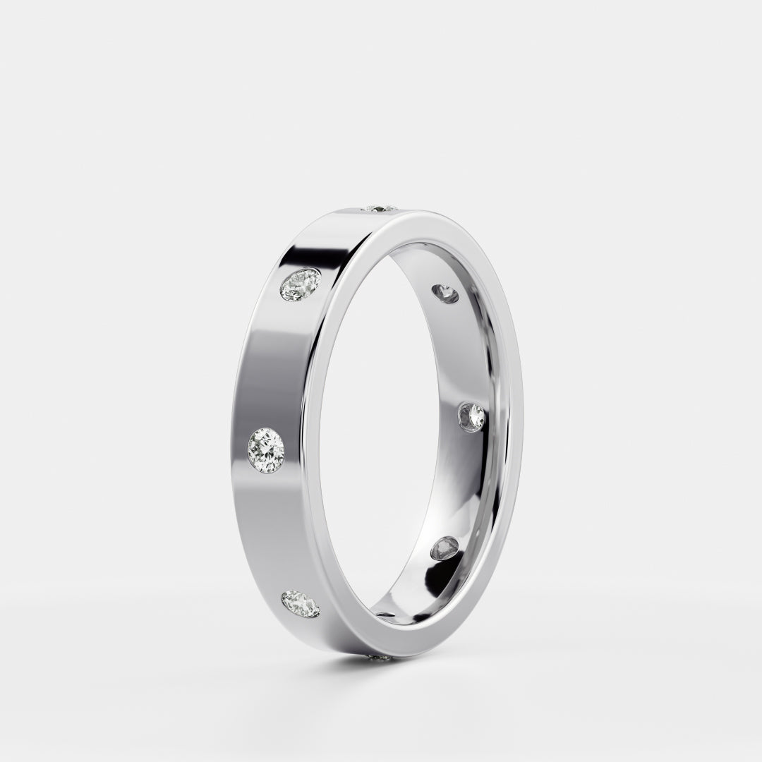 Half Eternity- 0.20 CT Oval Moissanite Wedding Band