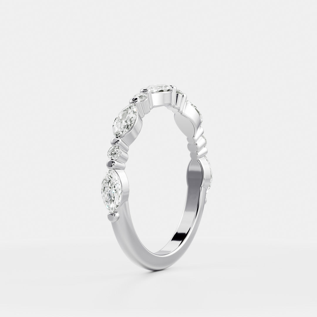 Half Eternity- 0.20 CT Oval Moissanite Wedding Band