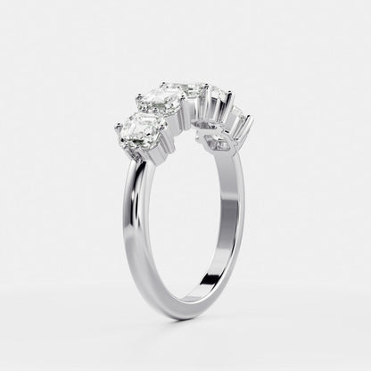 Half Eternity- 0.20 CT Oval Moissanite Wedding Band