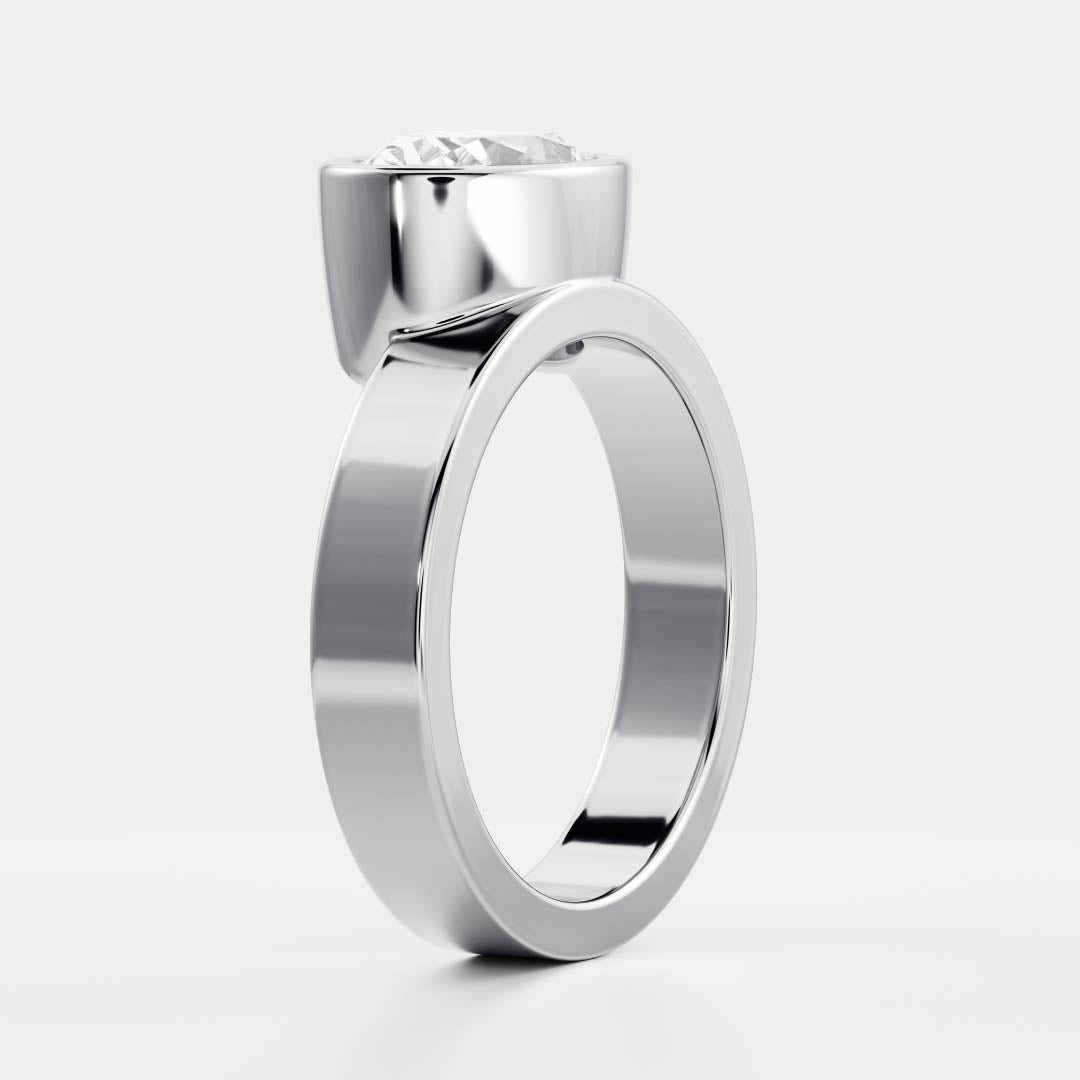 East West Solitaire Bezel- 1.55 CT Oval Moissanite Engagement Ring