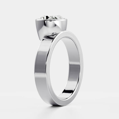 East West Solitaire Bezel Cigar Band- 1.9 CT Pear Moissanite Engagement Ring