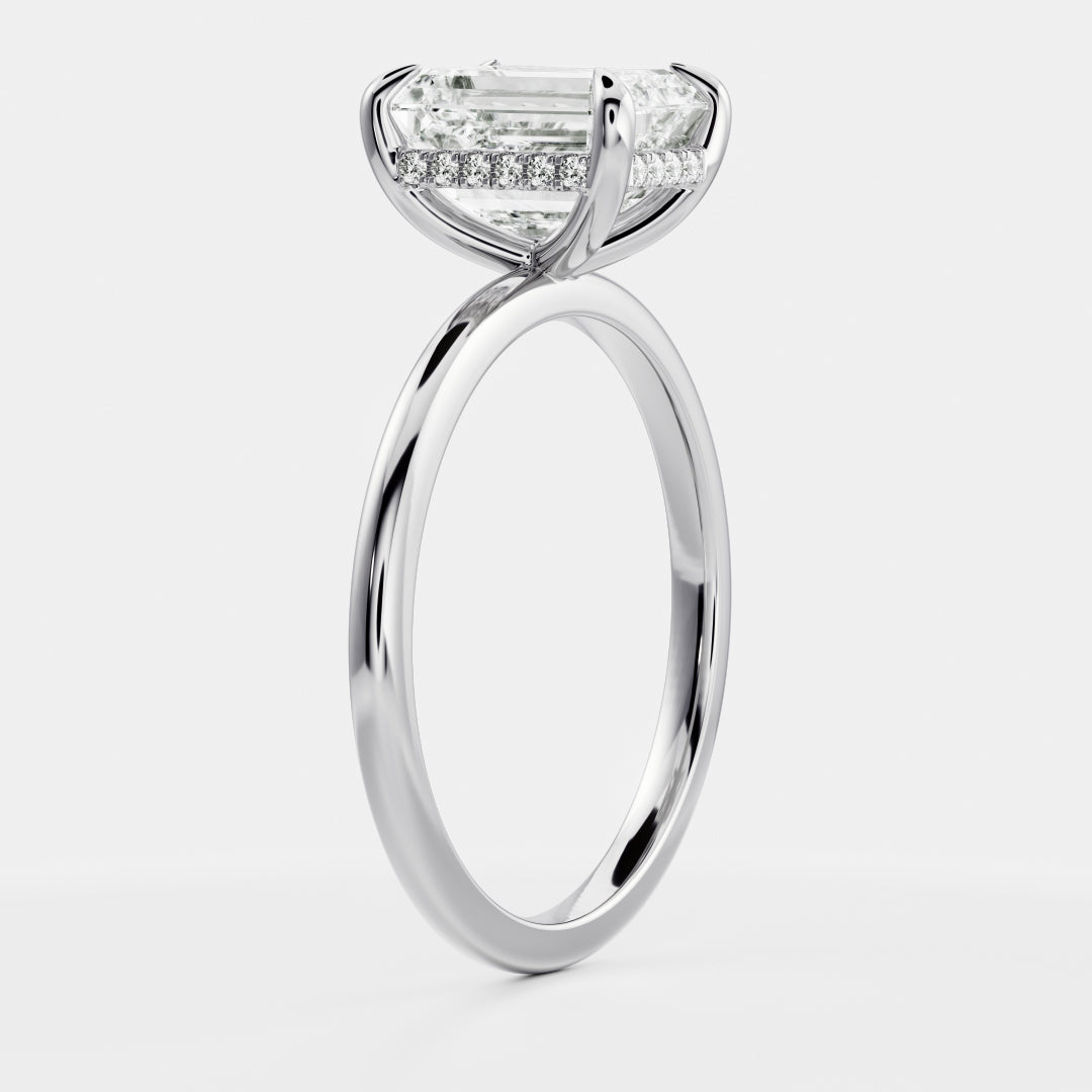 Hidden Halo- 2.2 CT Emerald Moissanite Engagement Ring