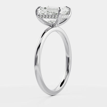 Hidden Halo- 2.2 CT Emerald Moissanite Engagement Ring
