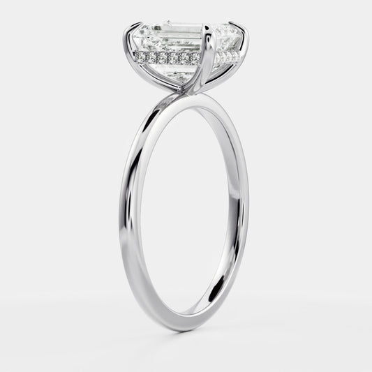 Hidden Halo- 2.2 CT Emerald Moissanite Engagement Ring