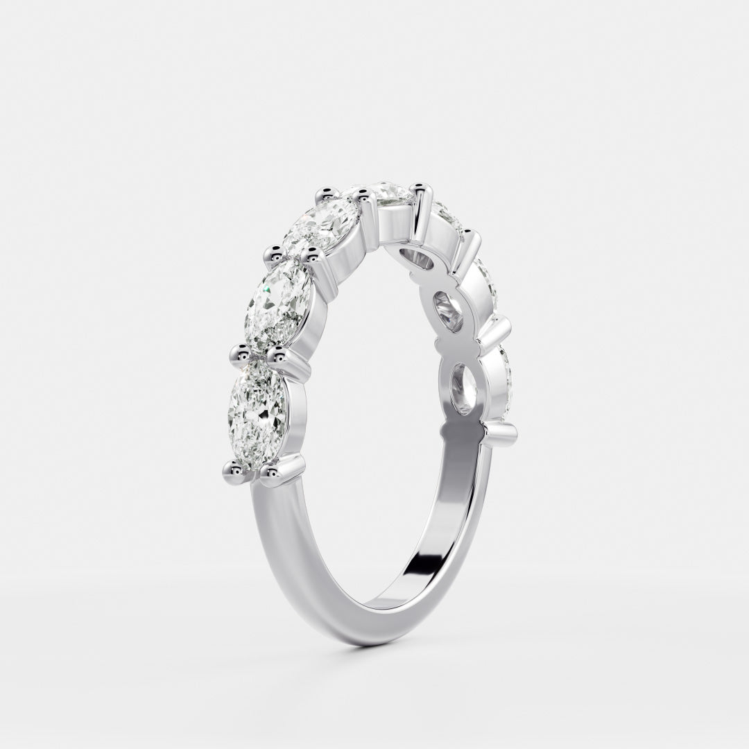 Half Eternity- 0.20 CT Oval Moissanite Wedding Band