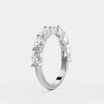 Half Eternity- 0.20 CT Oval Moissanite Wedding Band