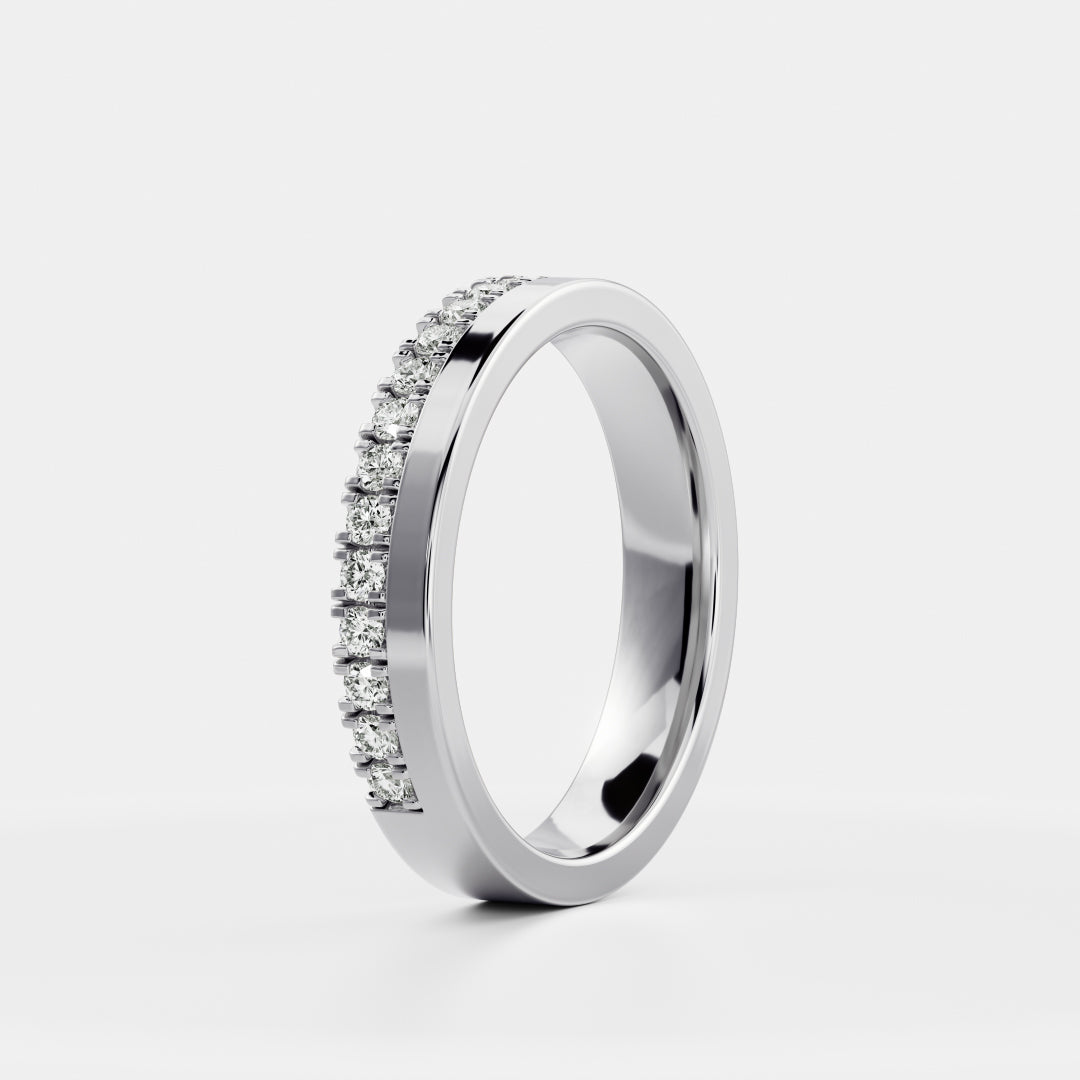 3/4 Pave Eternity- 0.86 CT Round Moissanite Wedding Band