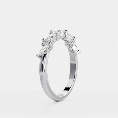 Half Eternity- 0.20 CT Oval Moissanite Wedding Band