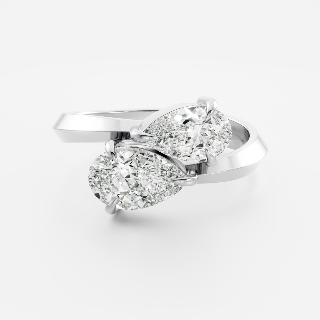 Toi Et Moi Curved-Pear & Pear Lab Grown Diamond Engagement Ring