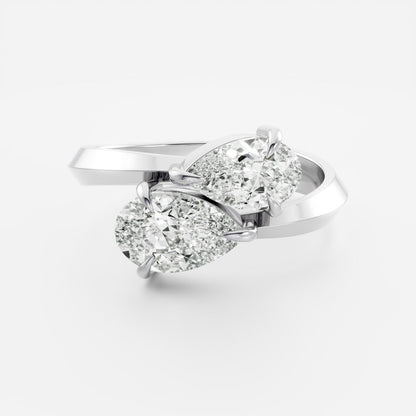 Toi Et Moi Curved-Pear & Pear Lab Grown Diamond Engagement Ring