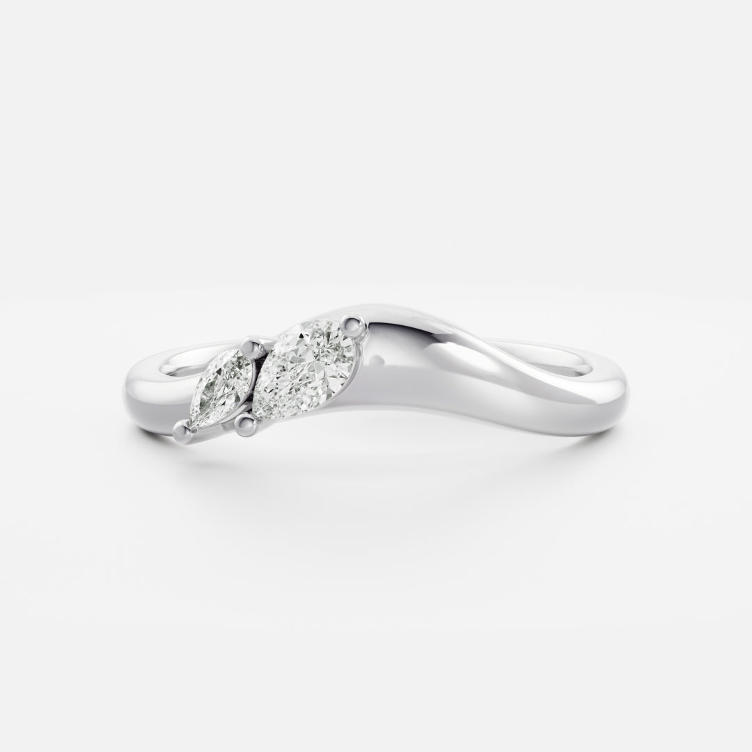 Dainty Curved- 0.33 CT Pear Moissanite Wedding Band
