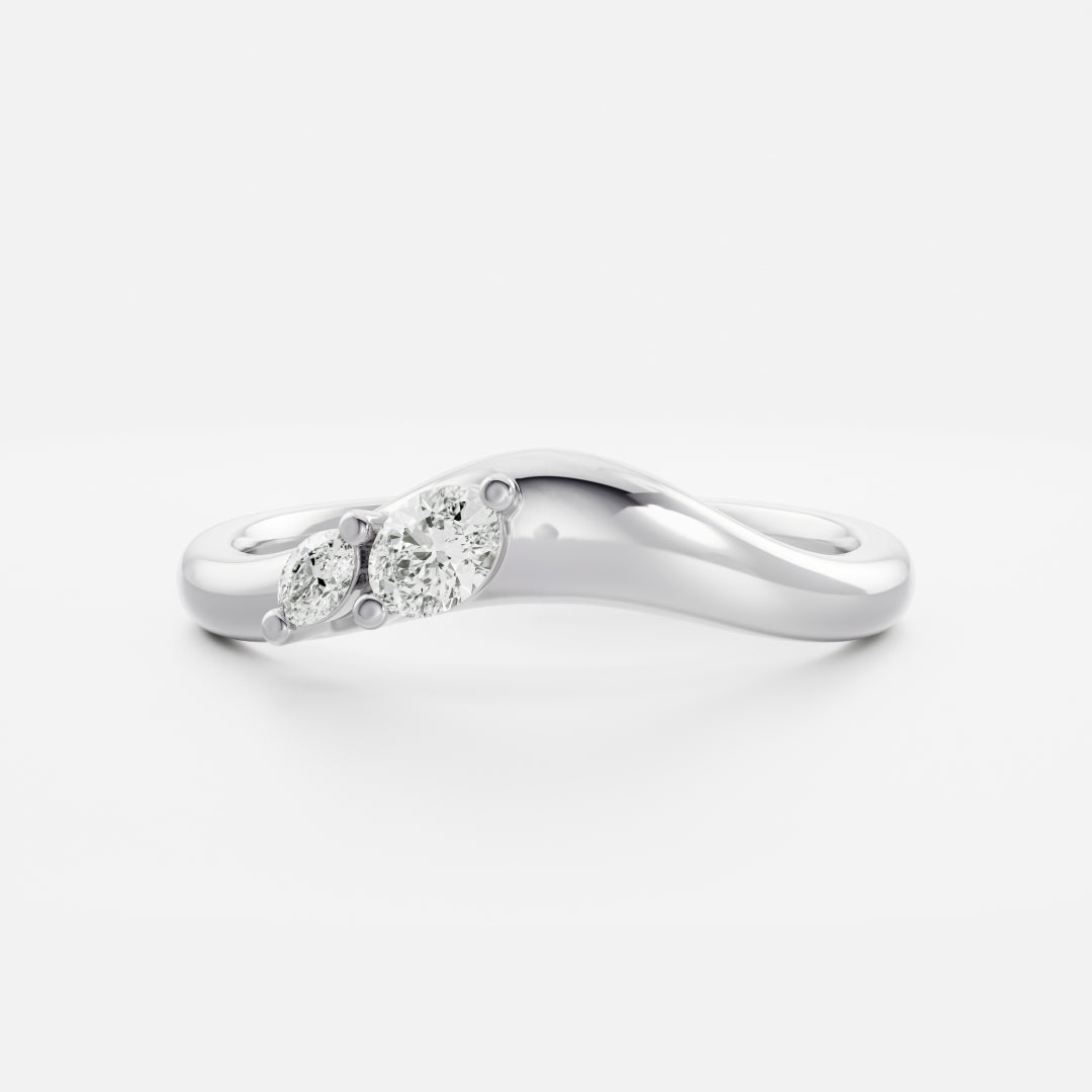 Dainty Curved- 0.6 CT Oval Moissanite Wedding Band