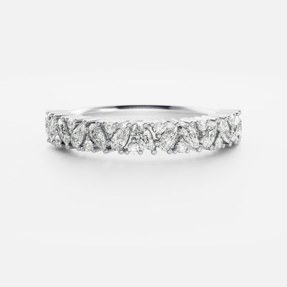 Half Eternity- 0.20 CT Oval Moissanite Wedding Band