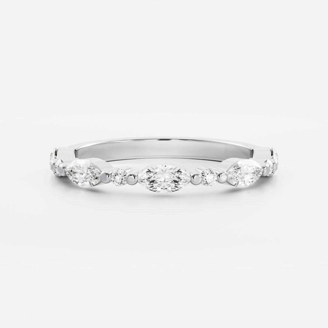 Half Eternity- 0.20 CT Oval Moissanite Wedding Band