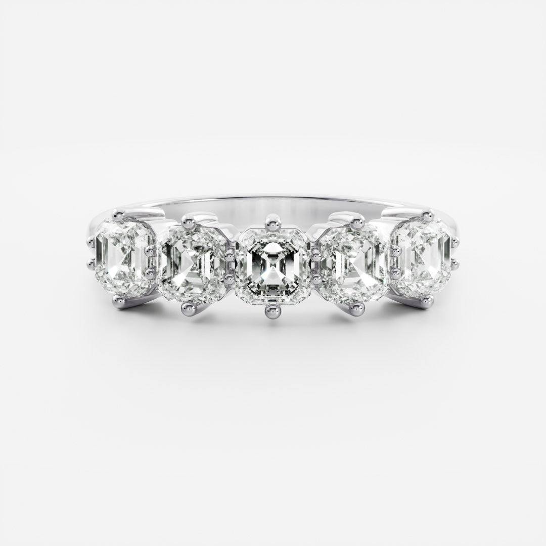 Half Eternity- 0.20 CT Oval Moissanite Wedding Band